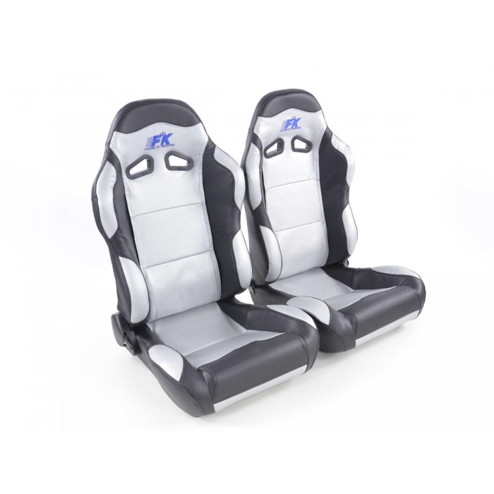Снимка на Спортни седалки комплект 2 бр. Spacelook Carbon еко кожа сребърни/черни FK Automotive FKRSE823/824 за BMW 1 E81 130 i - 258 коня бензин