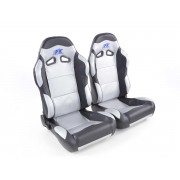 Снимка на Спортни седалки комплект 2 бр. Spacelook Carbon еко кожа сребърни/черни FK Automotive FKRSE823/824