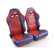 Снимка на Спортни седалки комплект 2 бр. Spacelook Carbon еко кожа червени /сини FK Automotive FKRSE811/812