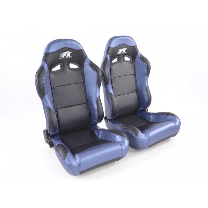 Снимка на Спортни седалки комплект 2 бр. Spacelook Carbon еко кожа черни/сини FK Automotive FKRSE809/810 за Audi 100 Sedan (44, 44Q, C3) 2.0 D Turbo - 100 коня дизел