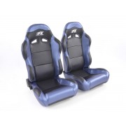 Снимка на Спортни седалки комплект 2 бр. Spacelook Carbon еко кожа черни/сини FK Automotive FKRSE809/810