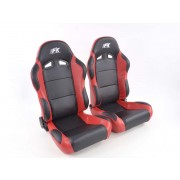 Снимка на Спортни седалки комплект 2 бр. Spacelook Carbon еко кожа черни/червени / FK Automotive FKRSE807/808