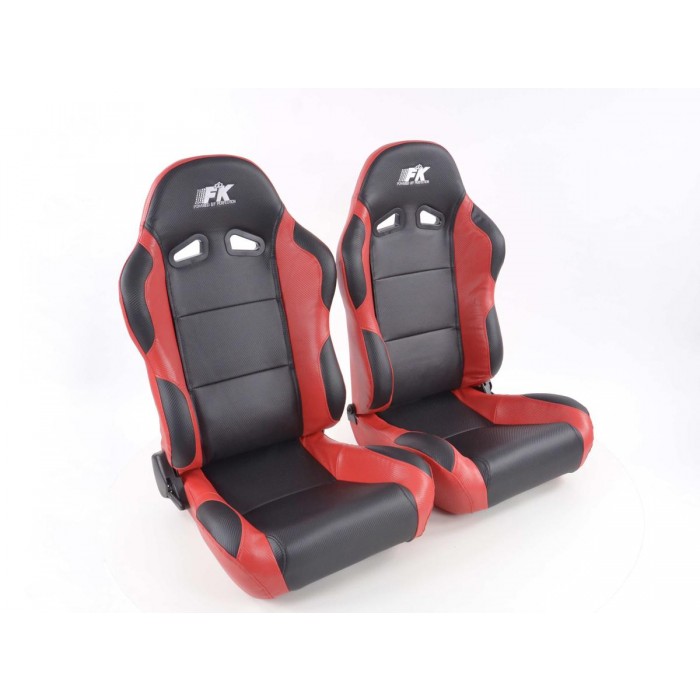 Снимка на Спортни седалки комплект 2 бр. Spacelook Carbon еко кожа черни/червени / FK Automotive FKRSE807/808 за CHRYSLER VOYAGER 3 GS 3.8 - 182 коня бензин