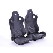 Снимка на Спортни седалки комплект 2 бр. Stuttgart еко кожа черни Carbon-Look FK Automotive FKRSE17031