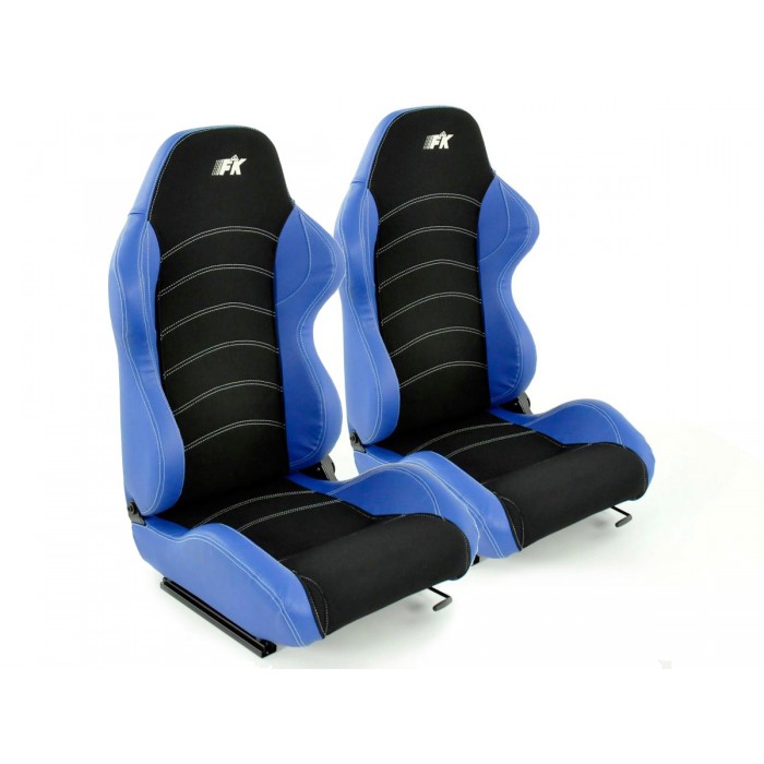 Снимка на Спортни седалки комплект 2 бр. Vancouver черни/сини FK Automotive FKRSE011067 за BMW 3 Coupe E30 323 i - 139 коня бензин