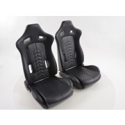 Снимка на Спортни седалки комплект 2 бр. еко кожа черни с подгряване и масаж FK Automotive FKRSE14049-M