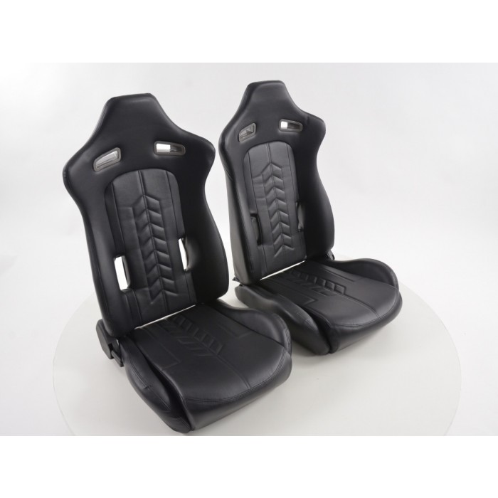Снимка на Спортни седалки комплект 2 бр. еко кожа черни с подгряване и масаж FK Automotive FKRSE14049-M за Mini Convertible (R52) Cooper - 116 коня бензин