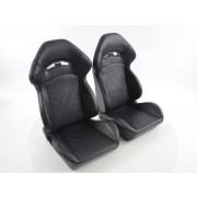 Снимка на Спортни седалки комплект 2 бр. еко кожа черни шев черни FK Automotive FKRSE14043