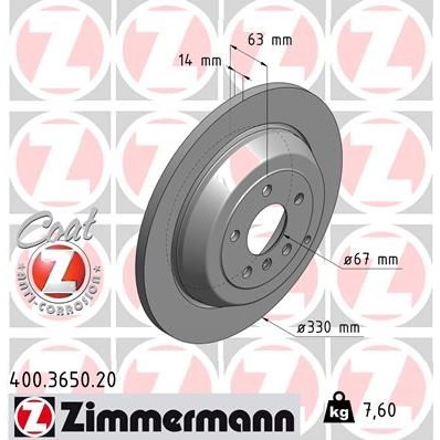 Снимка на Спирачен диск ZIMMERMANN COAT Z 400.3650.20