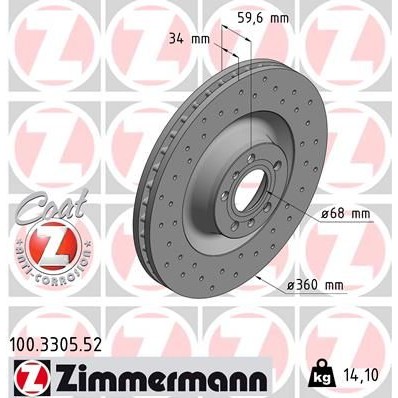 Снимка на Спирачен диск ZIMMERMANN SPORT COAT Z 100.3305.52