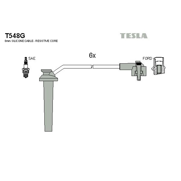 Снимка на Комплект запалителни кабели TESLA T548G