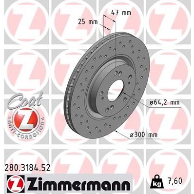 Снимка на Спирачен диск ZIMMERMANN SPORT COAT Z 280.3184.52