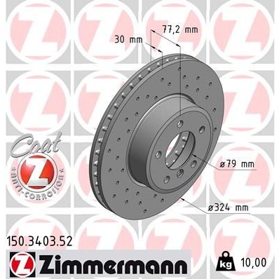 Снимка на Спирачен диск ZIMMERMANN SPORT COAT Z 150.3403.52