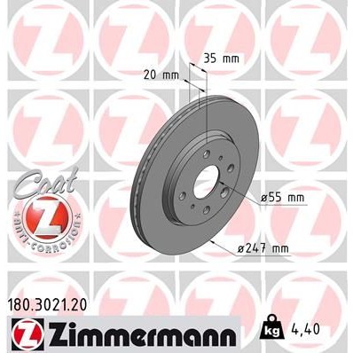 Снимка на Спирачен диск ZIMMERMANN COAT Z 180.3021.20